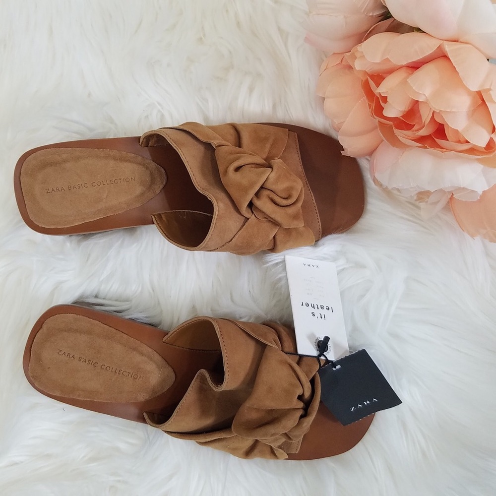 NWT ZARA KNOTTED SLINGBACK HIGH HEEL LEATHER SHOES - Picture 3 of 6